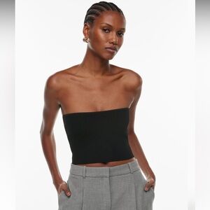 Aritzia Babaton Sculpt Knit Tube Top - black, small